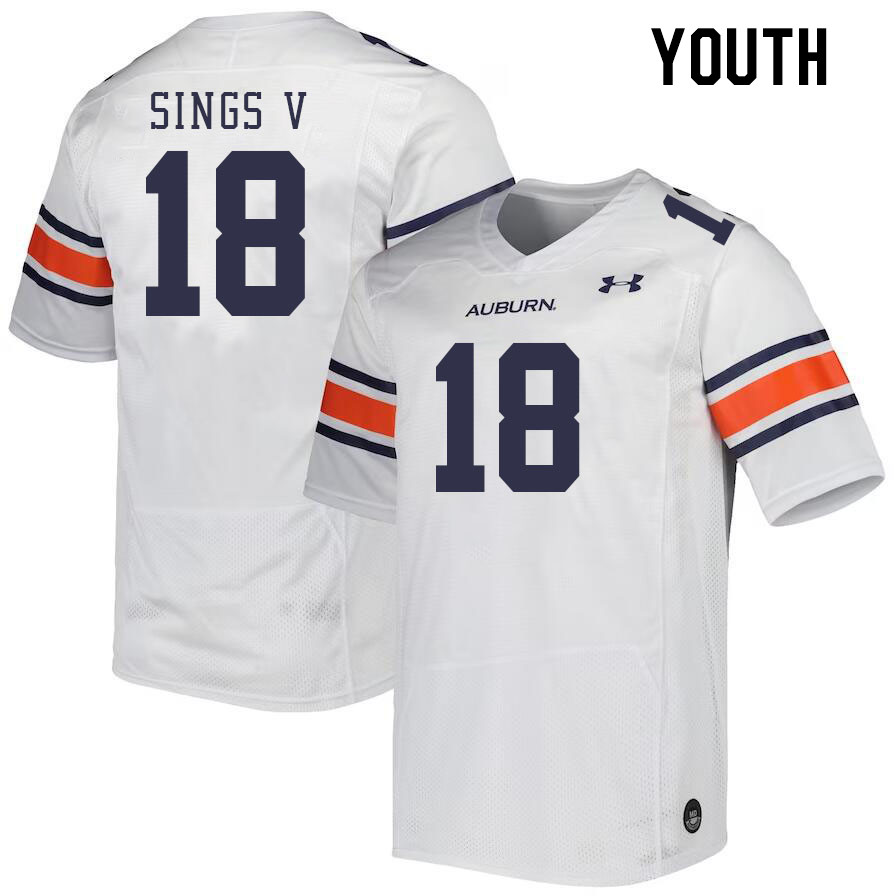 Youth #18 Stephen Sings V Auburn Tigers College Football Jerseys Stitched Sale-White